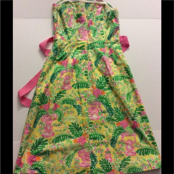 Lilly Pulitzer Sienna Dress in Pink Paradise Lemon Sorbet Strapless 8 EUC - Picture 3 of 8